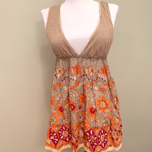 Free People Tops - Free People Floral Lace-Up Blouse Tank